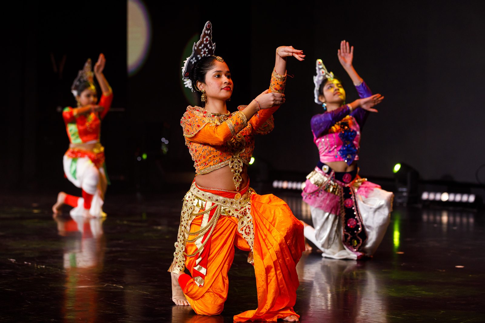 Students performing a classical Indian dance