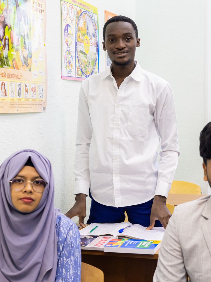 International students in a Russian language class